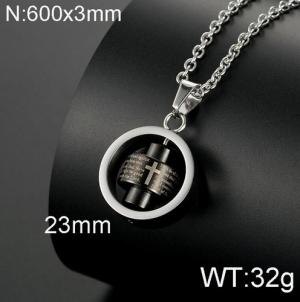 Stainless Steel Black-plating Necklace - KN112787-WGQF