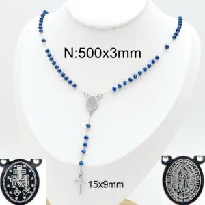 Stainless Steel Rosary Necklace - KN113125-HDJ