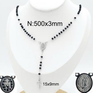 Stainless Steel Rosary Necklace - KN113126-HDJ