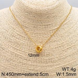 Women Casual 450mm Gold-Plated Stainless Steel Necklace with Gold Ring Pendants - KN113579-ZC