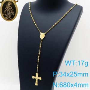 Stainless Steel Rosary Necklace - KN113863-HDJ