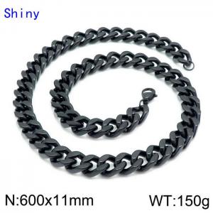 Stainless Steel Black-plating Necklace - KN114256-Z
