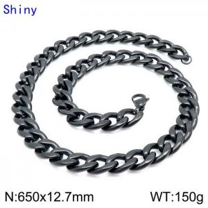 Stainless Steel Black-plating Necklace - KN114355-Z
