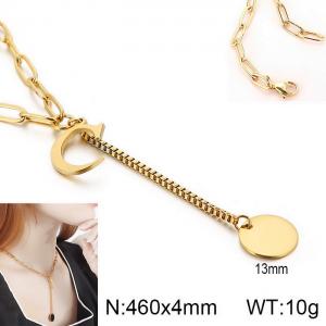 SS Gold-Plating Necklace - KN114955-Z