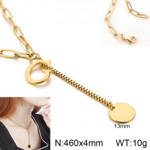 SS Gold-Plating Necklace - KN114959-Z