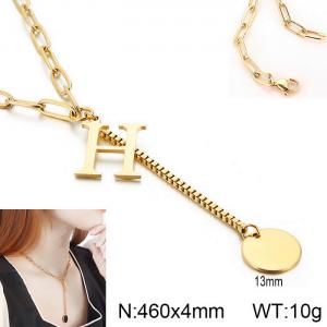 SS Gold-Plating Necklace - KN114960-Z