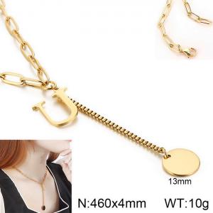 SS Gold-Plating Necklace - KN114973-Z