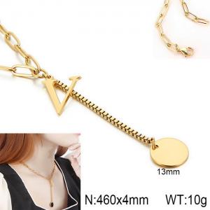 SS Gold-Plating Necklace - KN114974-Z