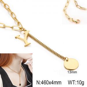 SS Gold-Plating Necklace - KN114977-Z