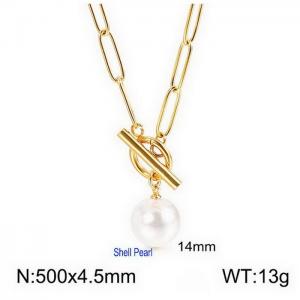 SS Gold-Plating Necklace - KN115147-Z