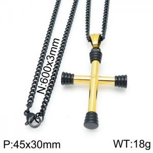 Stainless Steel Black-plating Necklace - KN115166-KHY