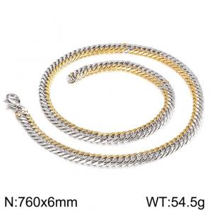 SS Gold-Plating Necklace - KN115939-Z