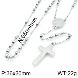Stainless Steel Rosary Necklace - KN117514-Z
