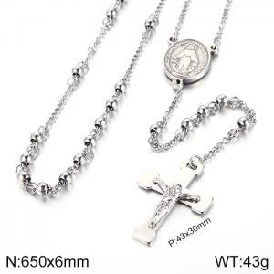 Stainless Steel Rosary Necklace - KN117695-Z