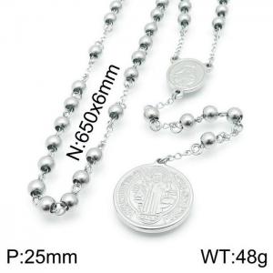 Stainless Steel Rosary Necklace - KN117696-Z