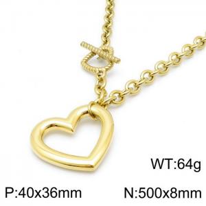 European style fashion personality stainless steel women's heart-shaped necklace - KN118371-Z