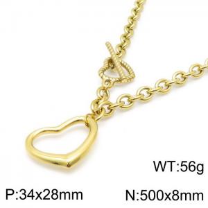 European style fashion personality stainless steel women's heart-shaped necklace - KN118373-Z