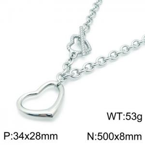 European style fashion personality stainless steel women's heart-shaped necklace - KN118374-Z