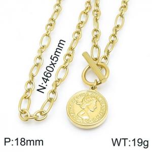 SS Gold-Plating Necklace - KN118534-Z