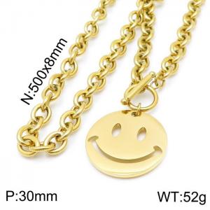 SS Gold-Plating Necklace - KN119334-Z