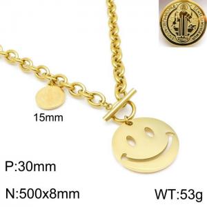 SS Gold-Plating Necklace - KN119355-Z