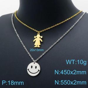 SS Gold-Plating Necklace - KN119502-Z