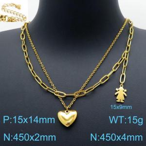 SS Gold-Plating Necklace - KN119508-Z