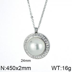 Stainless Steel Stone&Crystal Necklace - KN16305-K