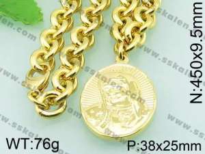 SS Gold-Plating Necklace  - KN18979-Z