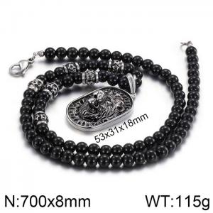 Stainless Steel Black-plating Necklace - KN19395-BD