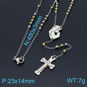 Stainless Steel Rosary Necklace - KN197051-HDJ