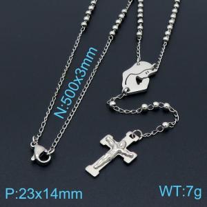 Stainless Steel Rosary Necklace - KN197052-HDJ