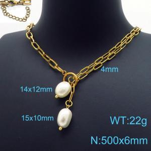 SS Gold-Plating Necklace - KN197332-Z