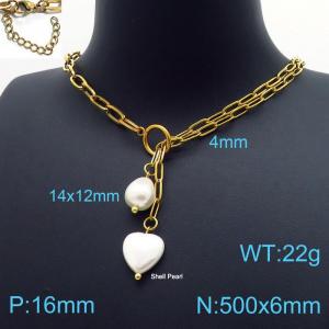 SS Gold-Plating Necklace - KN197335-Z