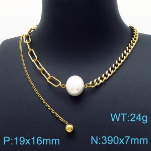 SS Gold-Plating Necklace - KN197764-HM
