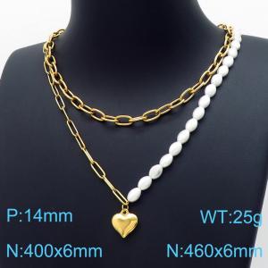 SS Gold-Plating Necklace - KN197866-HM