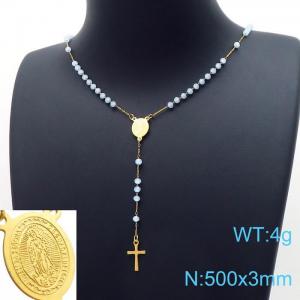 Stainless Steel Rosary Necklace - KN198112-HDJ