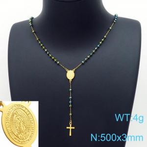 Stainless Steel Rosary Necklace - KN198115-HDJ