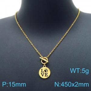 SS Gold-Plating Necklace - KN198908-Z