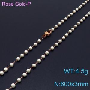 SS Rose Gold-Plating Necklace - KN198943-Z