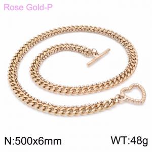 SS Rose Gold-Plating Necklace - KN199687-KFC