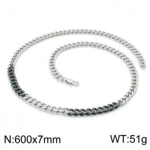 Stainless Steel Black-plating Necklace - KN200785-KLHQ