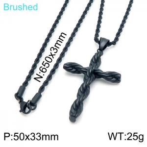 Stainless Steel Black-plating Necklace - KN201822-KFC