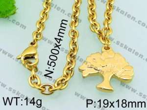 SS Gold-Plating Necklace - KN20738-Z