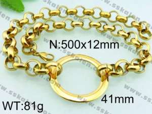 SS Gold-Plating Necklace - KN21960-Z