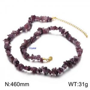 Stainless steel stone necklace - KN226663-Z