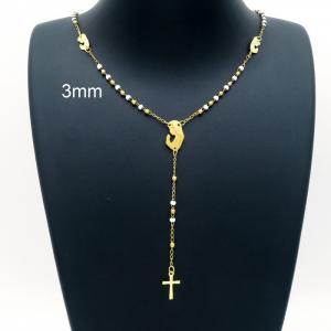 Stainless Steel Rosary Necklace - KN226958-YU