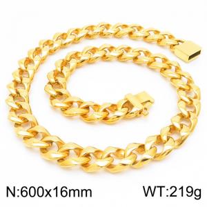 Gold Polished Men's Thick Necklace Thick Dog Chain - KN227228-KJX