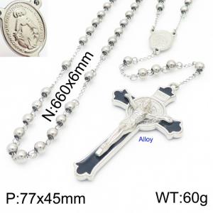 Stainless Steel Rosary Necklace - KN227337-Z