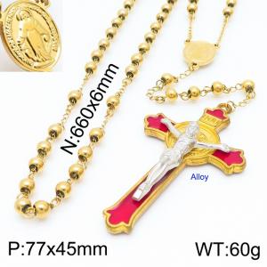 Stainless Steel Rosary Necklace - KN227341-Z